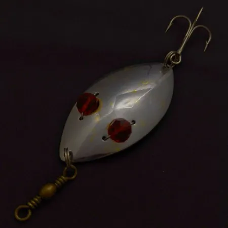Hofschneider Red Eye Wiggler, 25g argent/laiton, Cuillère ondulante #24361