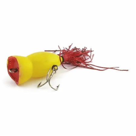 Atlantic Lures Paradise Popper Popper, Yellow, 10g, Rubber Skirt, #24494