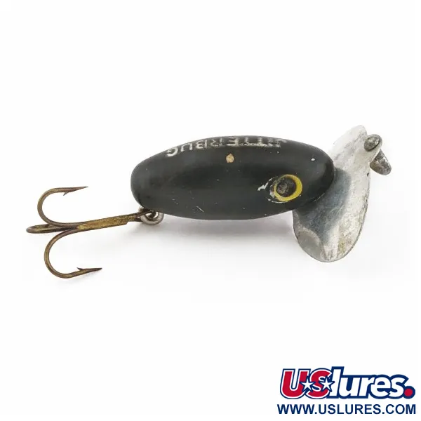 Arbogast Jitterbug Leurre de surface, Noir, 4 g, Bavette métal, #24507