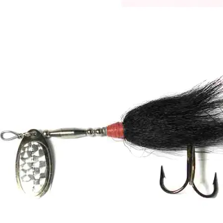 Buchertail 500 Cuillère, Nickel/Noir/Hologramme, 17g, Bucktail, #0017