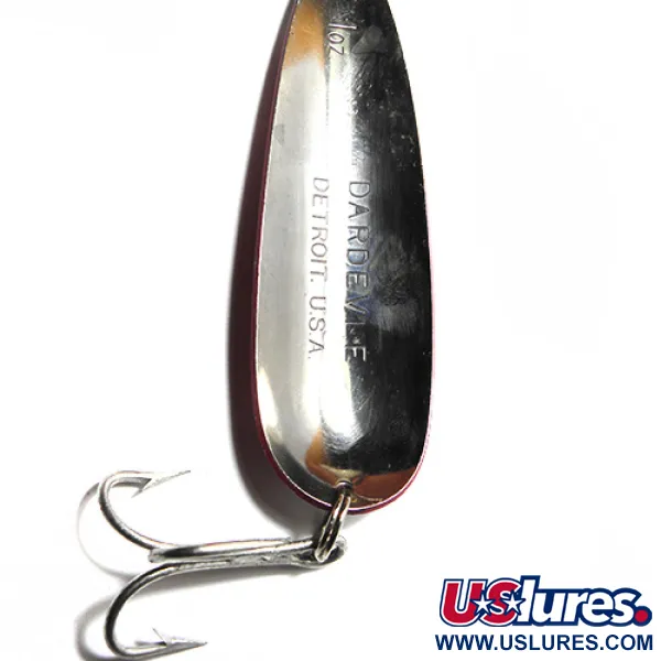 Eppinger Dardevle Cuillère, Rouge / Blanc, 28g, Marquage Detroit, #0062