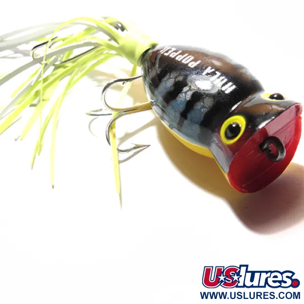 Fred Arbogast Hula Popper Leurre de surface, Vert/Jaune/Rouge, 7.5g, #0074