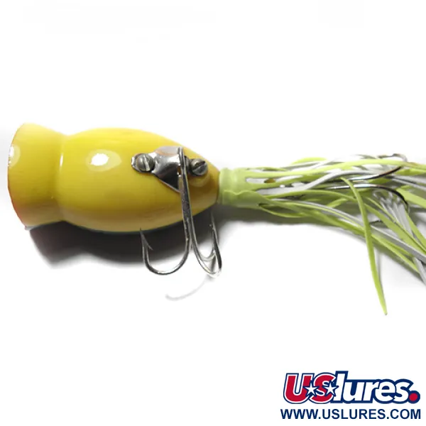 Fred Arbogast Hula Popper Leurre de surface, Vert/Jaune/Rouge, 7.5g, #0074