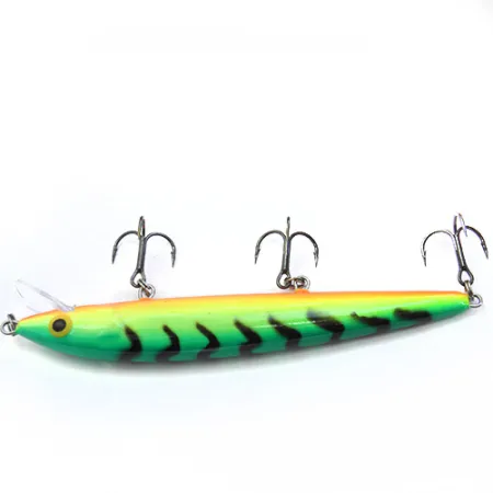 Rapala Husky Jerk Poisson-nageur, Vert/Jaune/Orange, 12g, Rattle, #0089