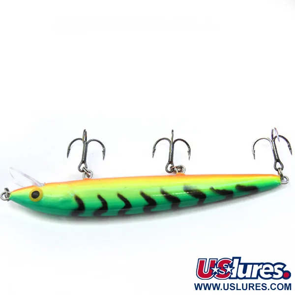 Rapala Husky Jerk Poisson-nageur, Vert/Jaune/Orange, 12g, Rattle, #0089
