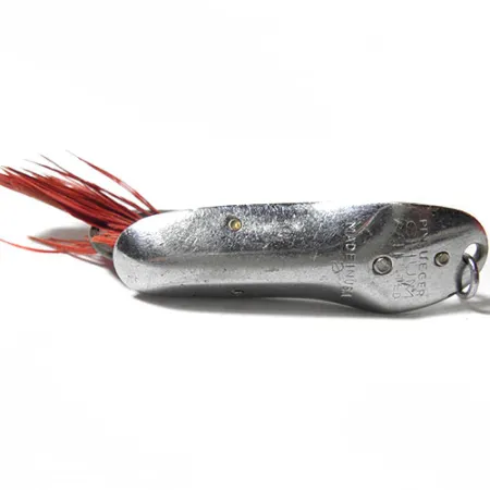 Pflueger Vintage Weedless CHUM Cuillère, Nickel / Plumes Rouges, 8g, #0157