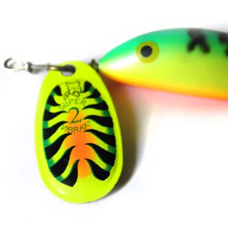 Blue Fox Super Vibrax 2 Minnow Cuiller, Vert/Jaune/Orange, 8g, #0227