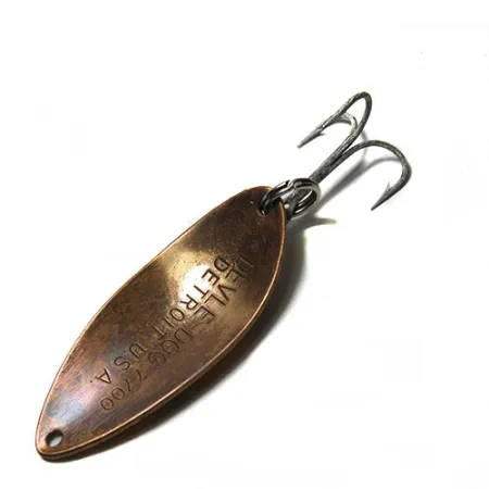 Dardevle Devle Dog Cuillère, Jaune/Vert/Orange, 14g, Écailles, #0260