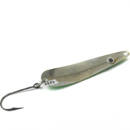 Dardevle Flutter-Chuck Cuillère, Blanc/Vert Fluo, 8g, Bord Néon, #0284