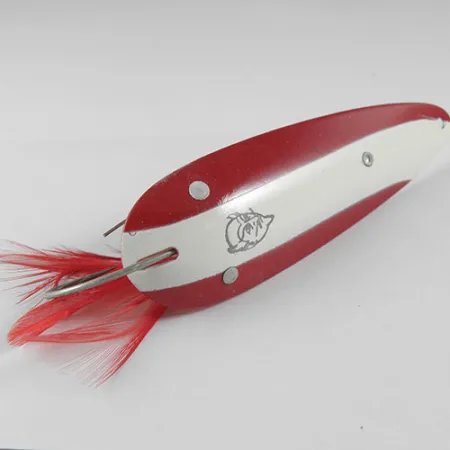 Eppinger Weedless Dardevle Cuillère, Rouge/Blanc, 28g, Plumes, #0514