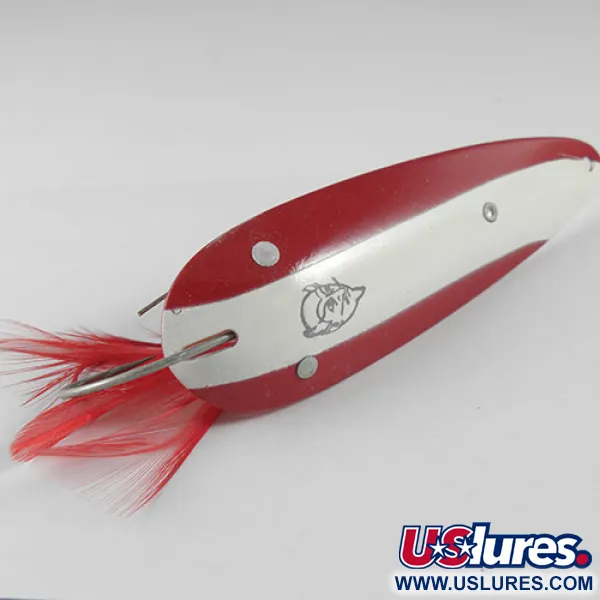 Eppinger Weedless Dardevle Cuillère, Rouge/Blanc, 28g, Plumes, #0514