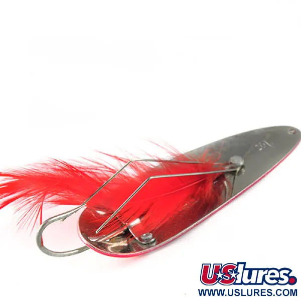 Eppinger Weedless Dardevle Cuillère, Rouge/Blanc, 28g, Plumes, #0514