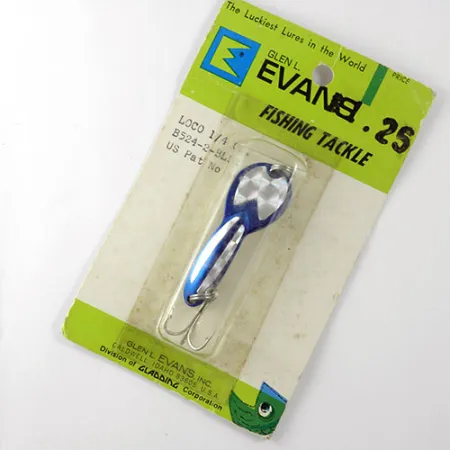 Glen Evans Loco Cuillère, Nickel / Bleu, 7g, Vintage USA, #0810