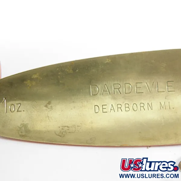 Cuillère Eppinger Dardevle, Blanc/Orange/Laiton, 28g, Laiton, #0858