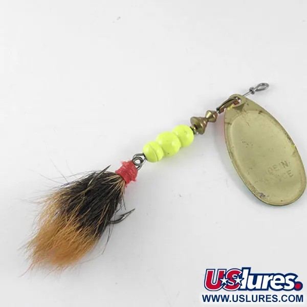 Mepps Aglia Fluo 4 dressed Cuiller, Laiton/Fluo, 10g, #1085