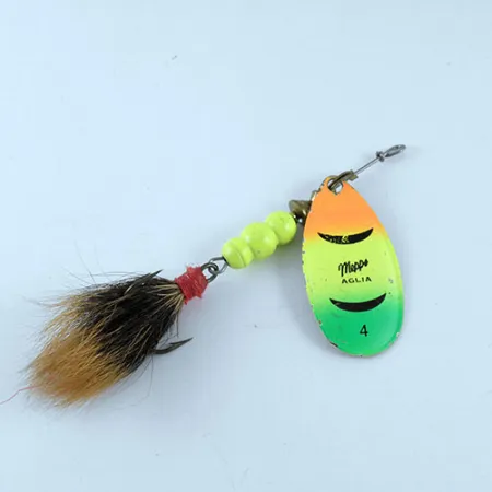 Mepps Aglia Fluo 4 dressed Cuiller, Laiton/Fluo, 10g, #1085