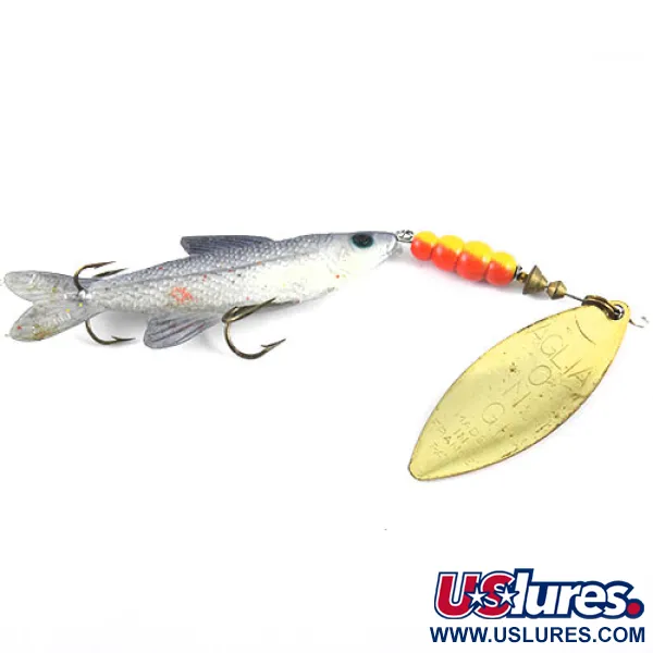 Mepps 4 Aglia Long Mino Cuiller, Laiton/Rouge, 22g, Feuille Saule, #1100