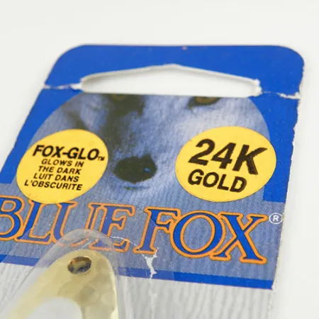 Blue Fox Pixee Glow Cuiller, Or / Blanc (Glow), 14g, Fox-Glo, #1111