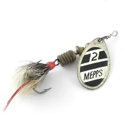 Mepps Aglia 2 dressed cuiller, Nickel/Noir/Blanc, 4,7g, poils, #1129