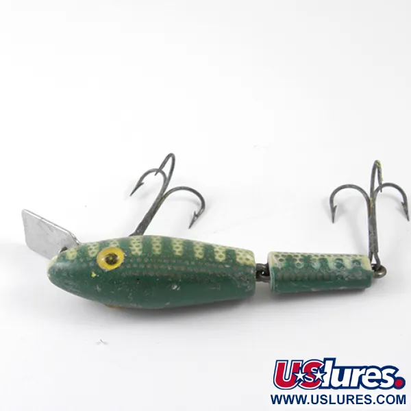MirrOlure Bass-master model 25 Articulé, Vert, 10g, Yeux Verre, #1261