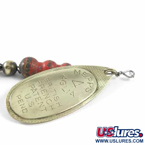 Mepps Aglia 4 Cuiller Tournante, Laiton, 9g, billes tachetées, #1347