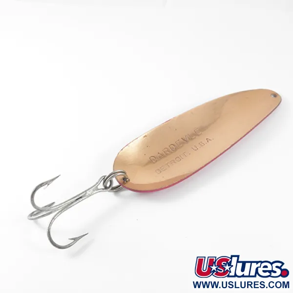 Cuillère Eppinger Dardevle, Rouge/Blanc/Cuivre, 28g, Dos Cuivre, #1472