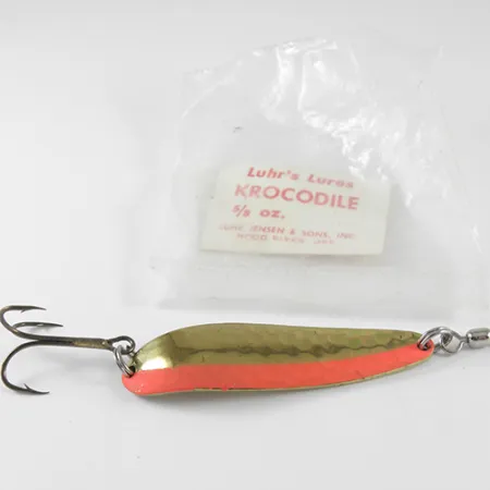 Cuillère Luhr Jensen Krocodile, Or Martelé / Rouge, 21g, #1534