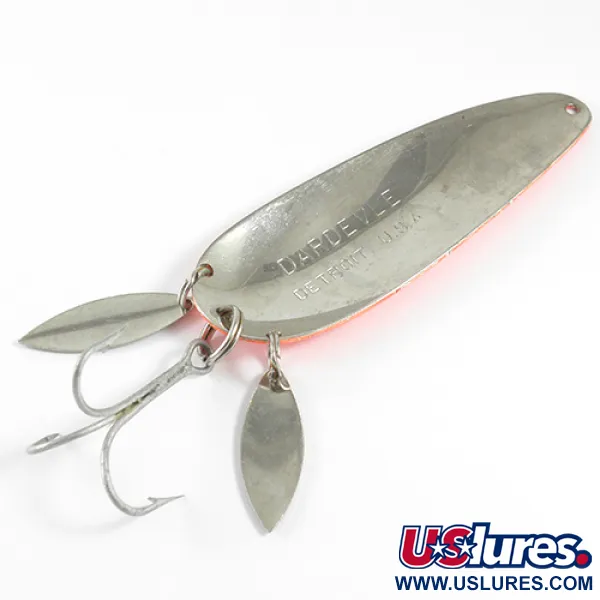 Eppinger Dardevle Klicker Cuillère, Orange Fluo/Nickel, 28g, Double Palette, #1599