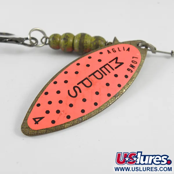 Mepps Aglia Long 4 Cuiller, Laiton/Orange, 17g, Feuille Saule, #1703