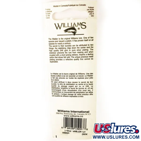 Williams Wabler W50 UV Cuillère, Or/Argent/Rouge, 14g, Bord UV, #1730