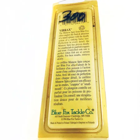 Blue Fox Vibrax Minnow Spin 2 Cuillère, Orange/Jaune, 9g, Coulant, #5581