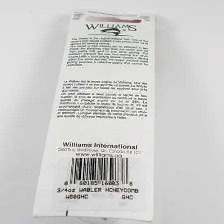 Williams Wabler W60 Cuillère, Or (Plaqué), 21g, Nid d'abeille, #1763