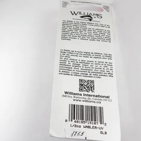 Williams Wabler W50 Cuillère, Argent/Bleu, 14g, Bande Glow, #1765