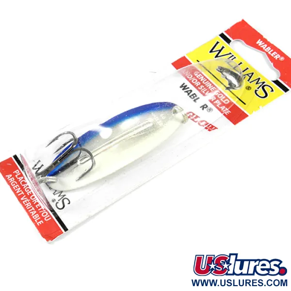 Williams Wabler W50 Cuillère, Argent/Bleu, 14g, Bande Glow, #1765