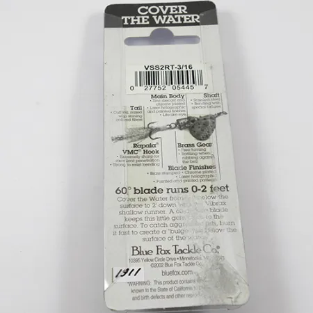 Blue Fox Vibrax Shallow Cuiller, Rainbow, 8g, Surface, #1911