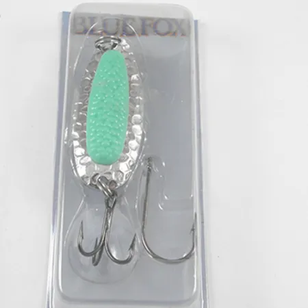 Blue Fox Pixee Cuillère, Nickel / Vert, 14g, Finition Martelée, #1940