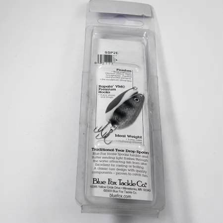 Blue Fox Strobe Tear Drop Cuillère, Noir/Blanc, 11g, Hameçon VMC, #1979