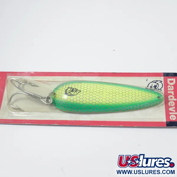 Eppinger Dardevle Cuillère, Vert/Jaune Fluo, 28g, Motif Alvéolé, #1980