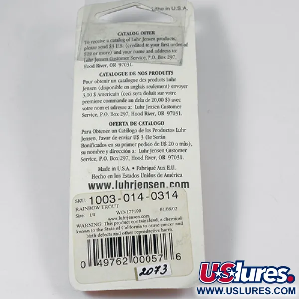 Luhr Jensen Krocodile Die #3 Cuillère, Rainbow Trout, 10g, USA, #2073