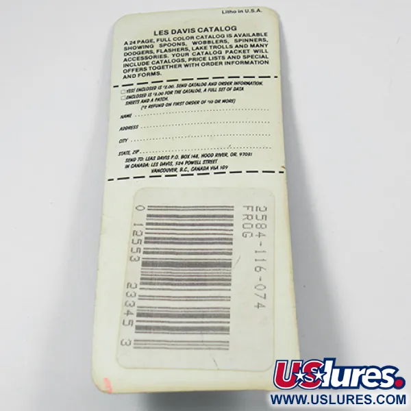 Luhr Jensen Les Davis Bang Tail Spinner, Frog, 2g, Palette Or, #2077