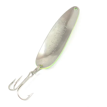 Dardevle Cop-E-Cat 7400 Cuiller, Jaune/Vert/Nickel, 14g, Nid d'abeille, #2094