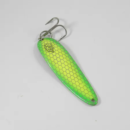 Dardevle Cop-E-Cat 7400 Cuiller, Jaune/Vert/Nickel, 14g, Nid d'abeille, #2094