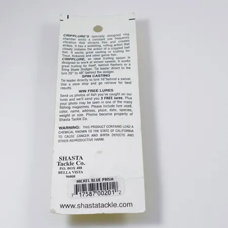 Shasta Cripplure Cuillère, Nickel/Bleu, 7g, Chambre vibrante, #2103