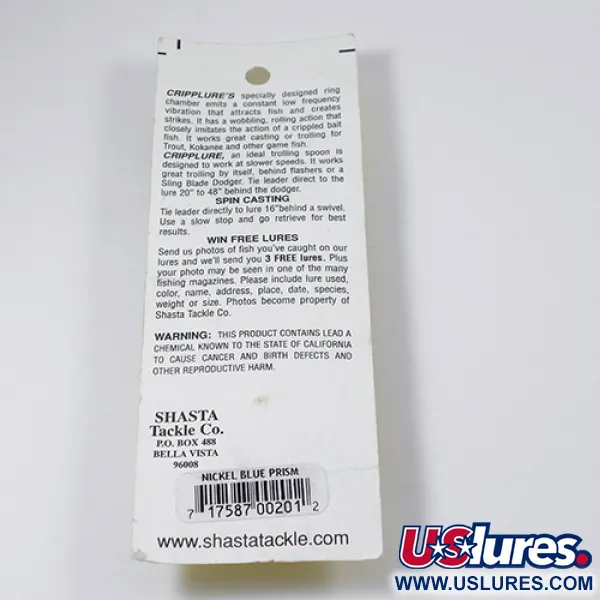 Shasta Cripplure Cuillère, Nickel/Bleu, 7g, Chambre vibrante, #2103