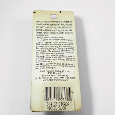 Reef Runner Cicada Lame Vibrante, Nickel, 21g, Original USA, #2157