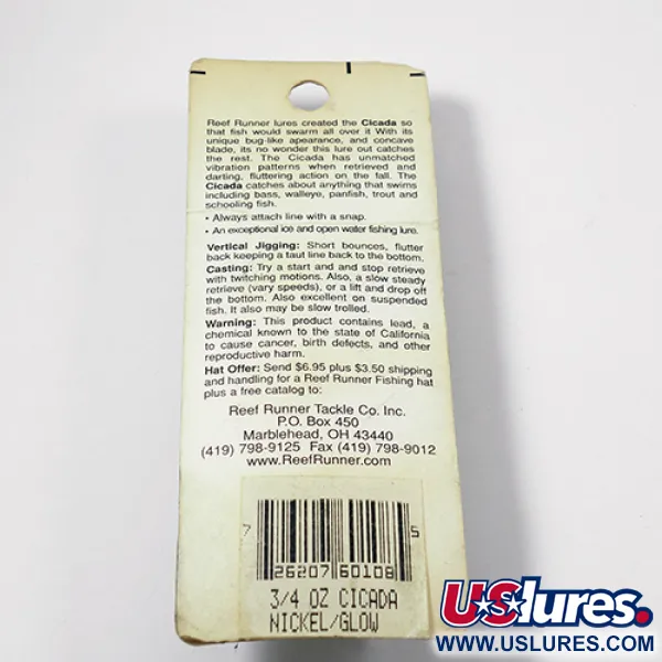 Reef Runner Cicada Lame Vibrante, Nickel, 21g, Original USA, #2157