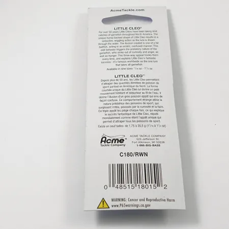 Acme Little Cleo Cuillère, Rouge / Blanc, 3,5g, profil bossu, #2218