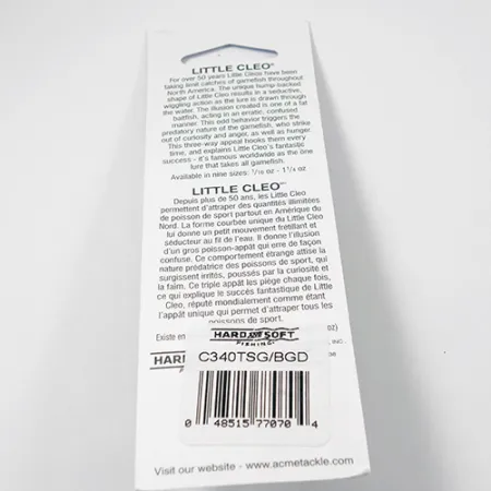 Acme Little Cleo Glow Cuillère, Bleu-Vert, 21g, Phospho, #C340TSG/BGD