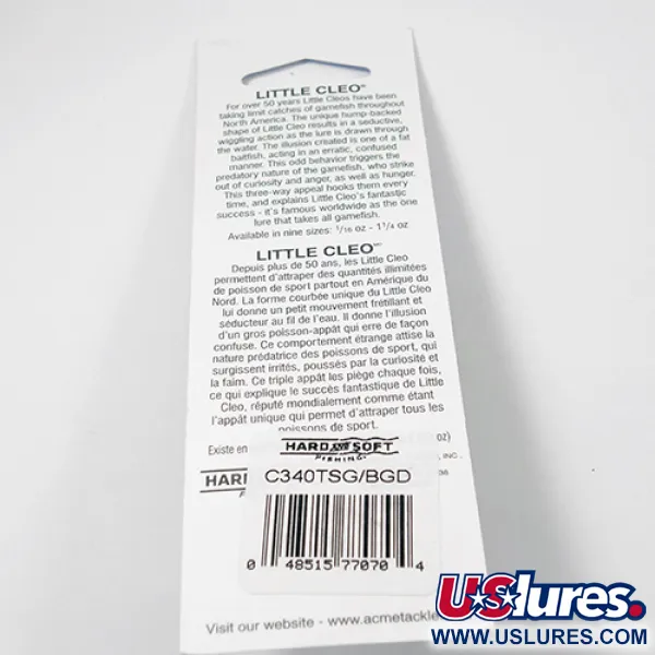 Acme Little Cleo Glow Cuillère, Bleu-Vert, 21g, Phospho, #C340TSG/BGD