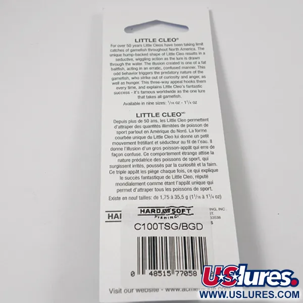 Acme Little Cleo Cuillère, Nickel/Vert/Glow/UV, 9,5g, bossue, #2224